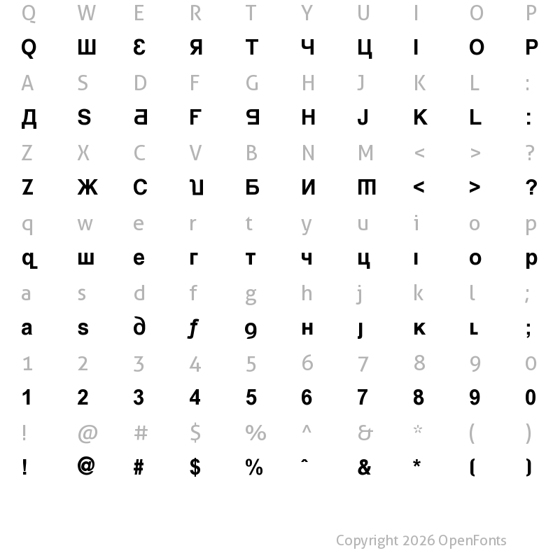 Character Map of Kremlin Minister Bold