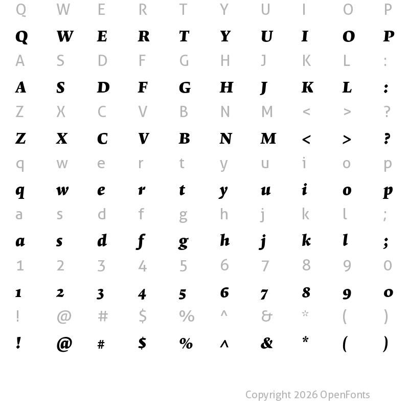 Character Map of Krete Black Italic