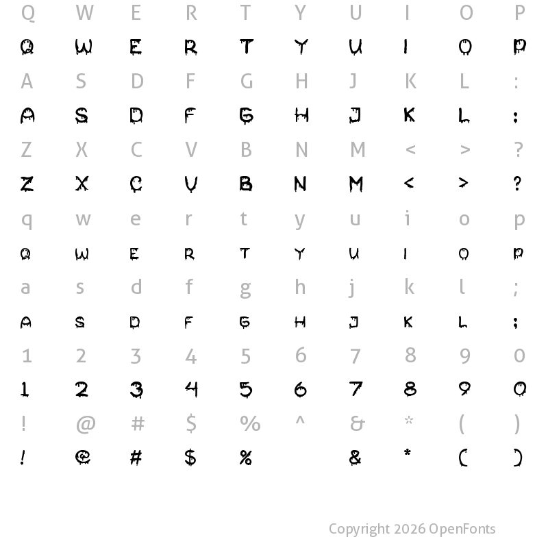 Character Map of Kricky Regular