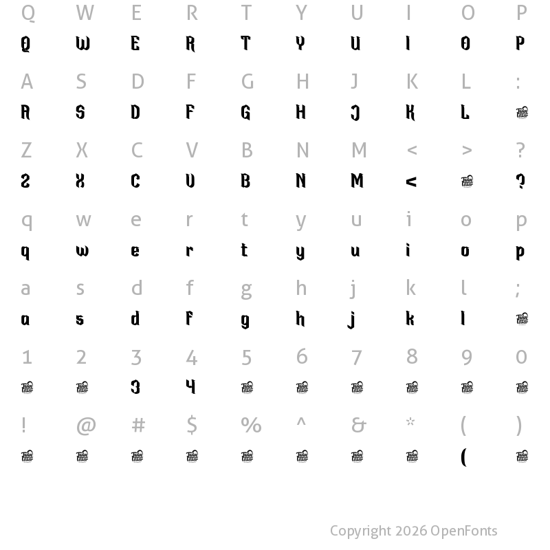 Character Map of Krinah Regular