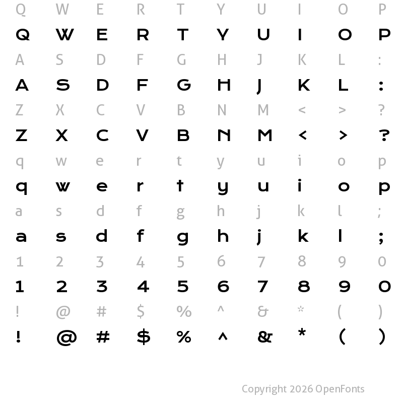 Character Map of Krona One Regular