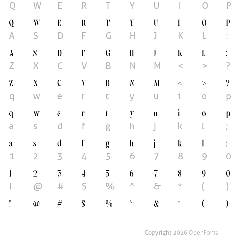 Character Map of Kronaby Regular