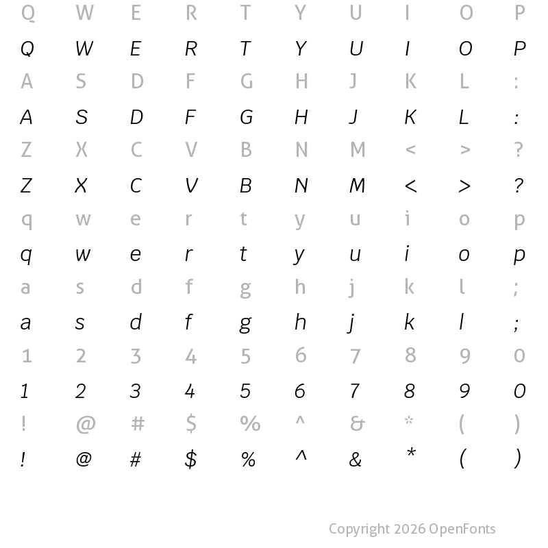 Character Map of Krub Italic