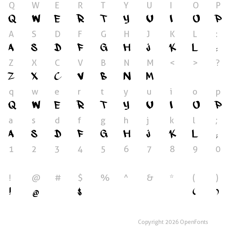 Character Map of kshandwrt Regular