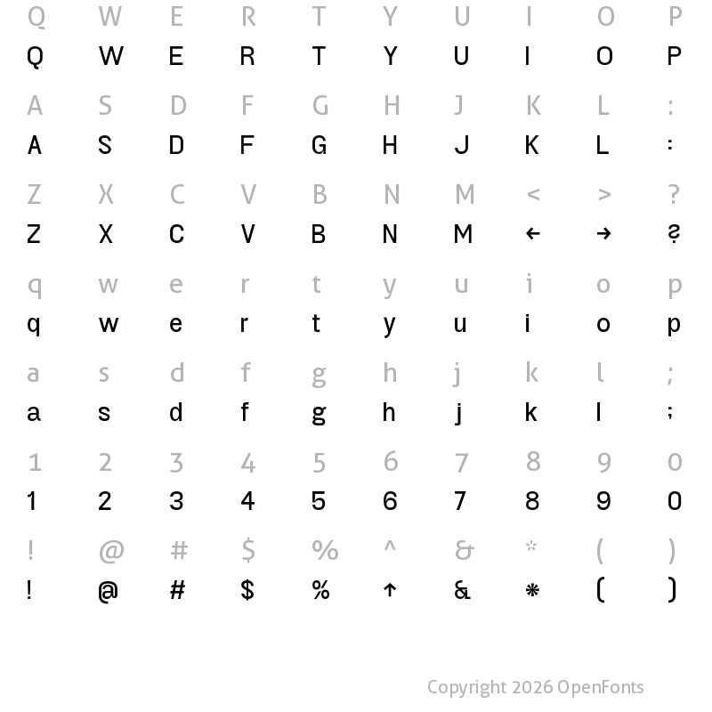 Character Map of KT Projekt Regular