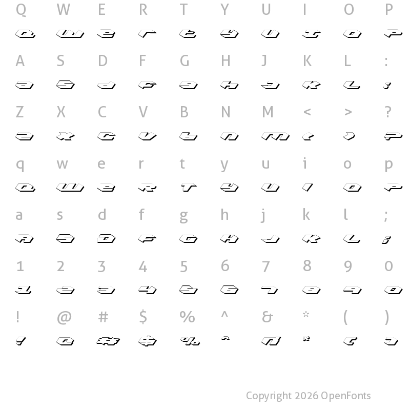 Character Map of Kubrick Shadow Regular