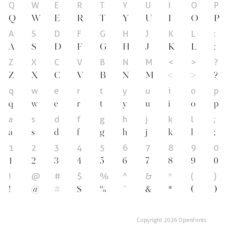 Character Map of Kudryashev Display Extra Contrast