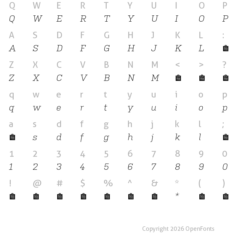 Character Map of Kulturista TRIAL Light Italic