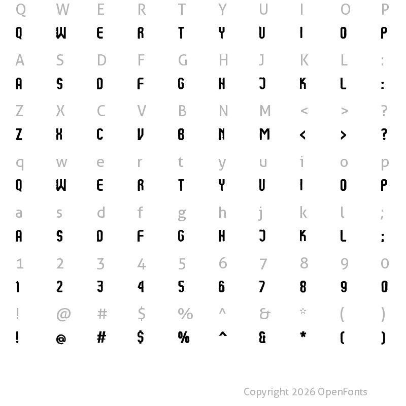 Character Map of Kumba Brush