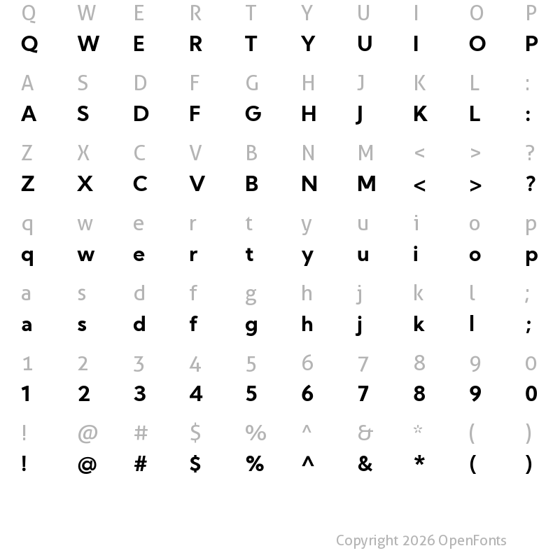 Character Map of Kumbh Sans Bold