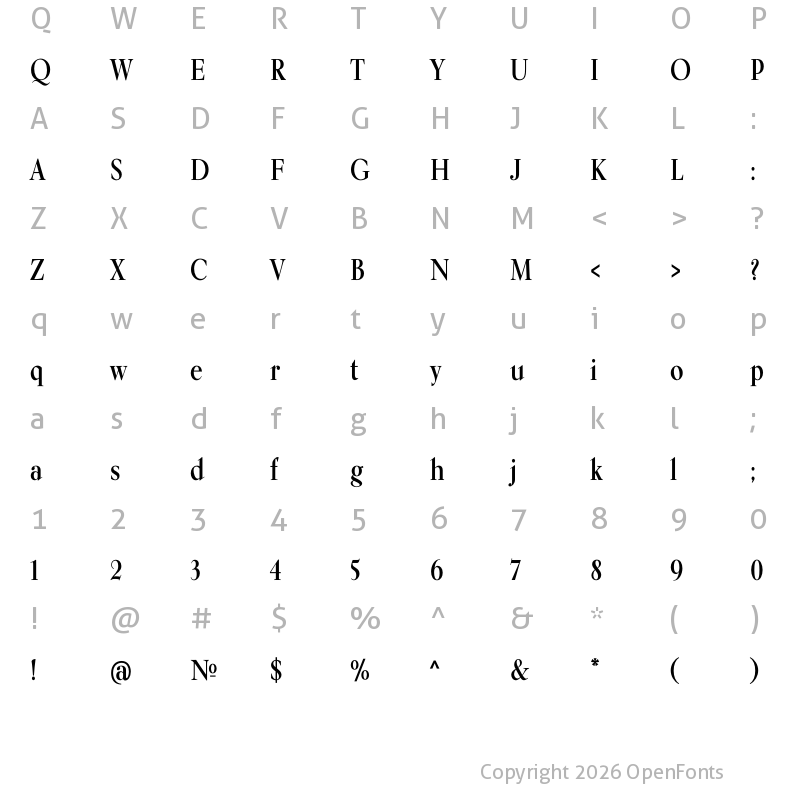 Character Map of Kumlien Pro Condensed