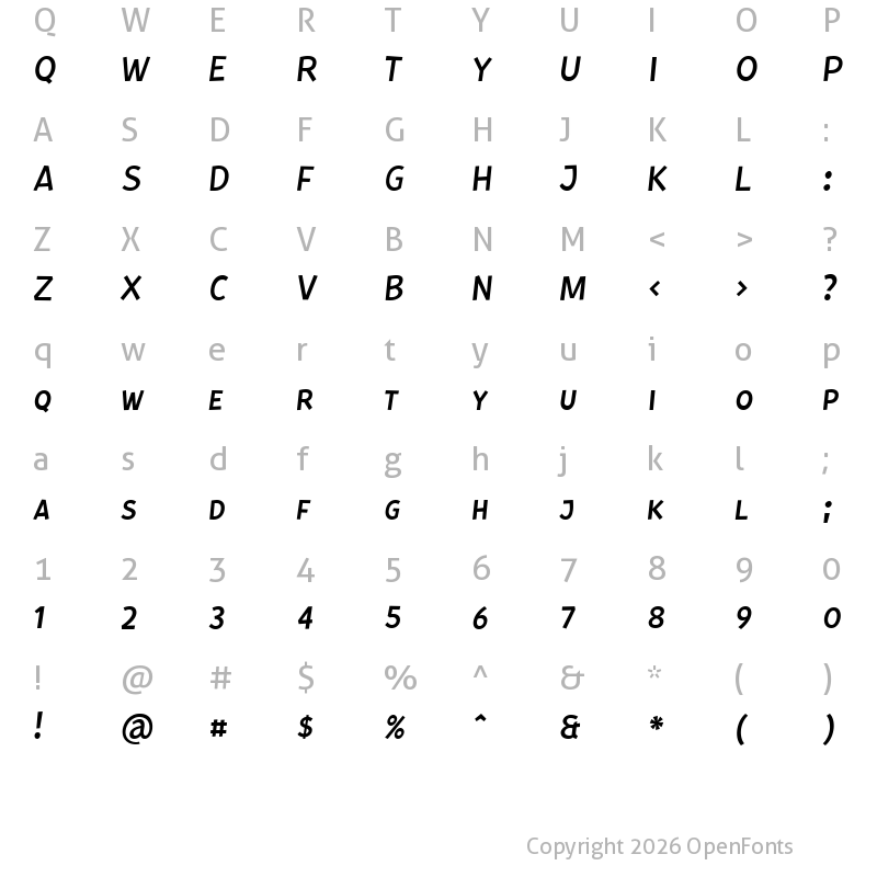 Character Map of Kurri Island Caps Ita PERSONAL Light