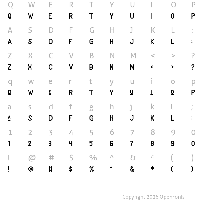 Character Map of Kusanagi Regular