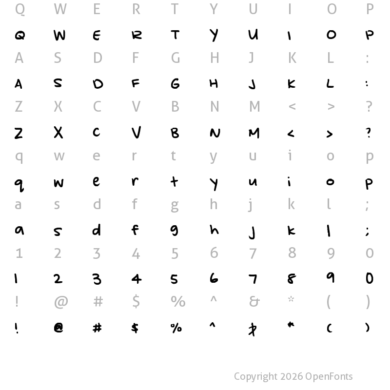 Character Map of kylie's hand Regular