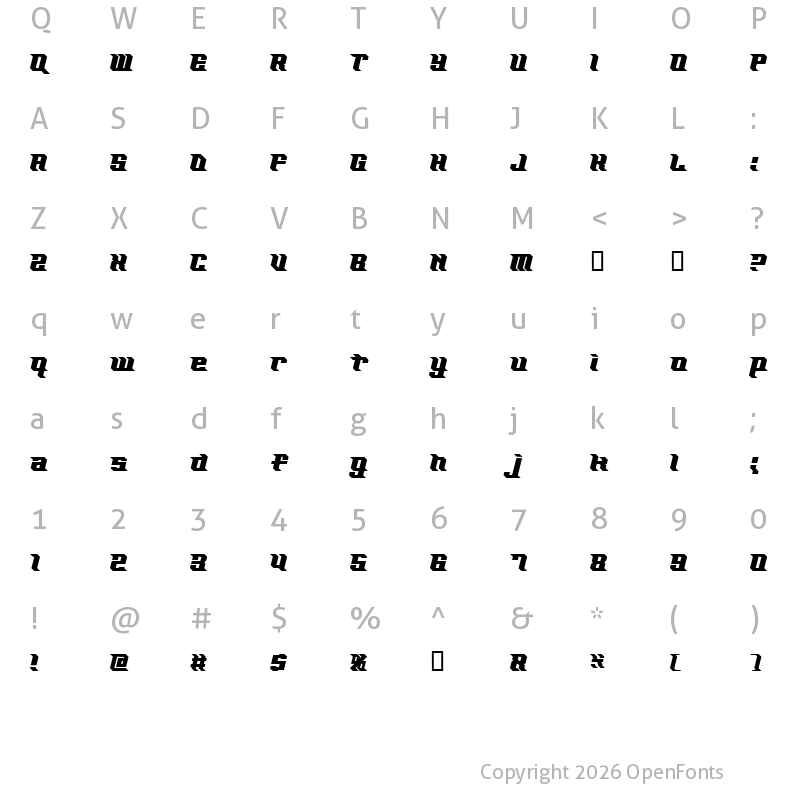 Character Map of KZ EXCEL ALP