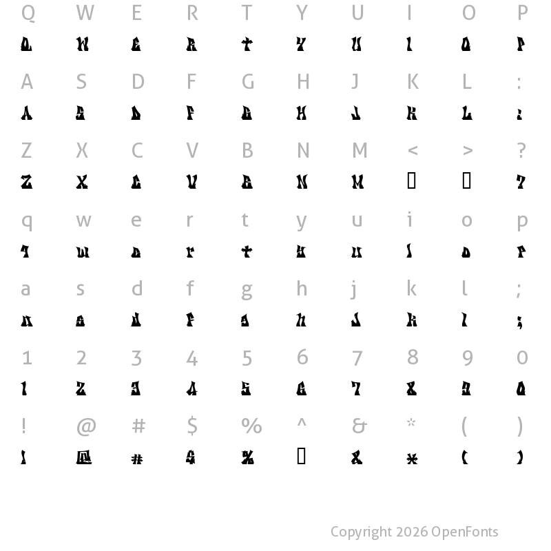 Character Map of KZ GRAVItY Regular