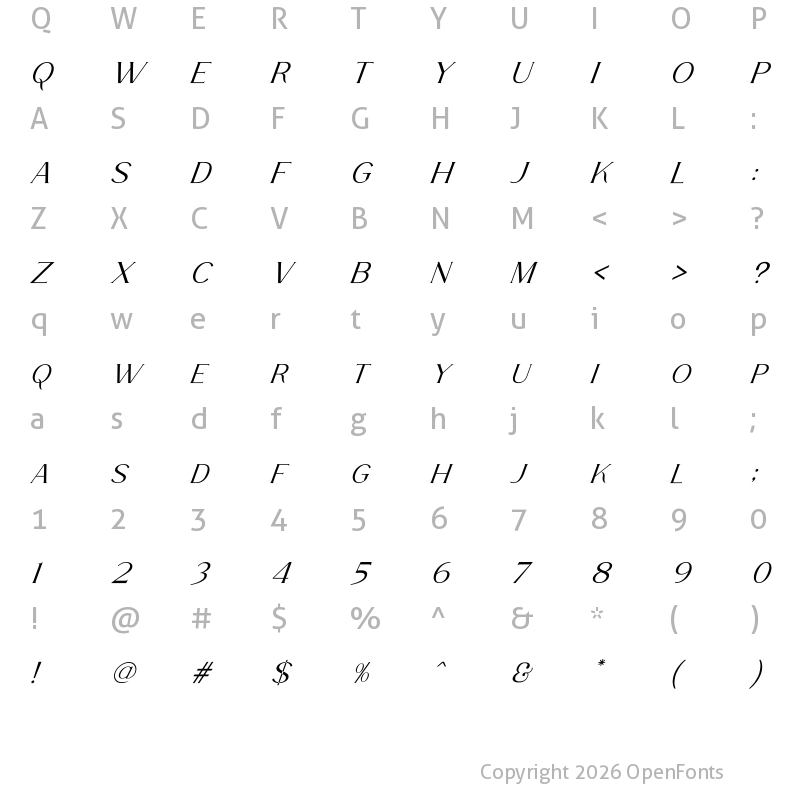 Character Map of La Fleur Italic