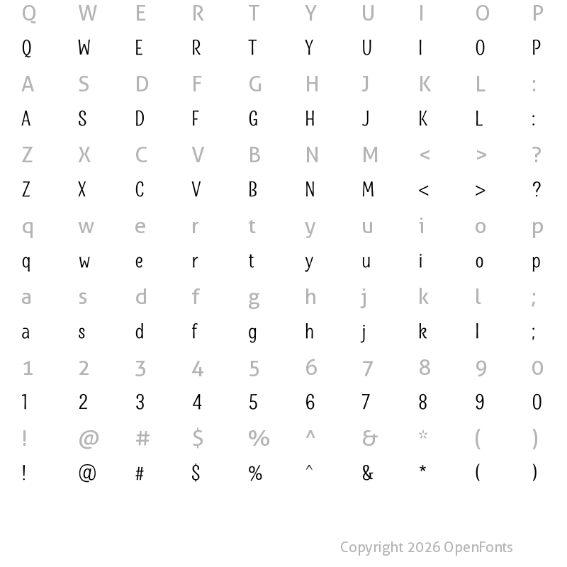 Character Map of La Parisienne Sans Regular