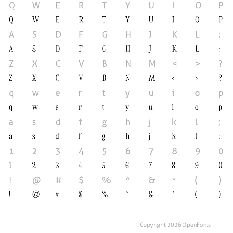 Character Map of La Parisienne Serif Regular