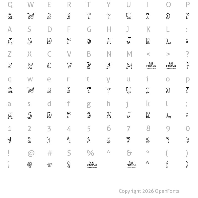 Character Map of La Pecosa Regular