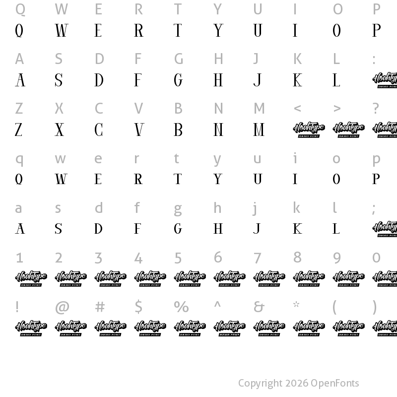 Character Map of Labella Demo Regular