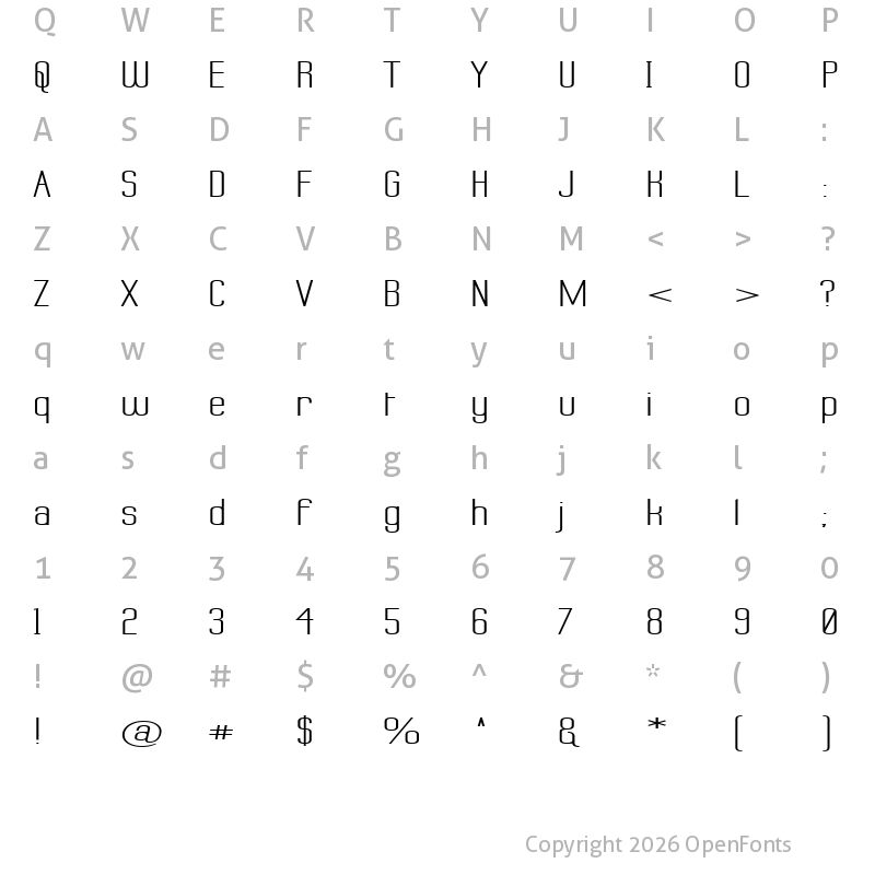 Character Map of Labtop Superwide Regular