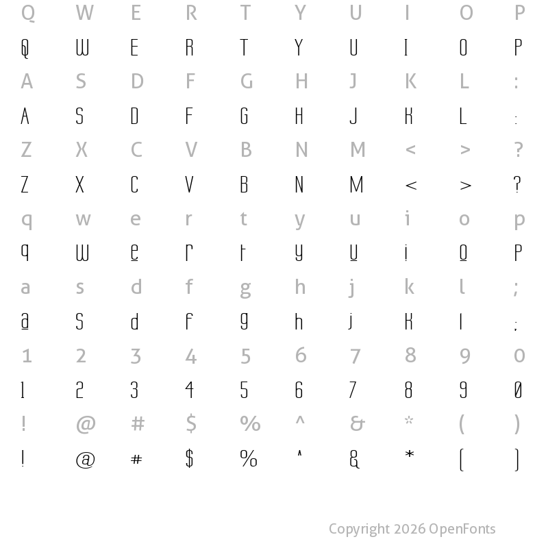 Character Map of Labtop Unicase Upper Wide Regular