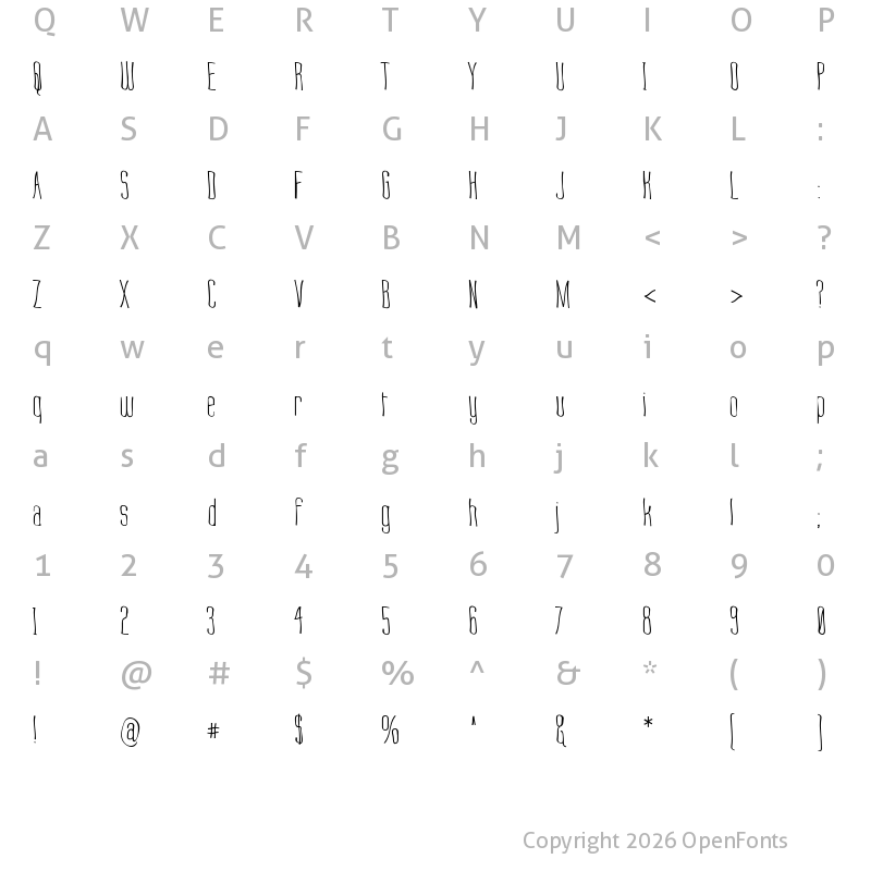 Character Map of Labtop Warp 1 Regular