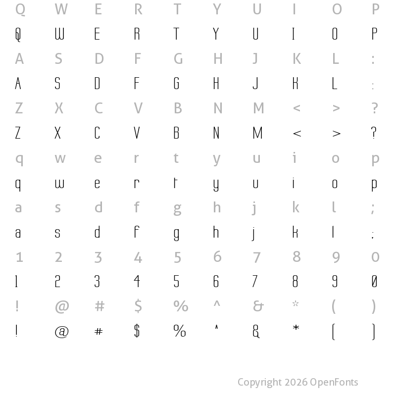 Character Map of Labtop Wide Regular