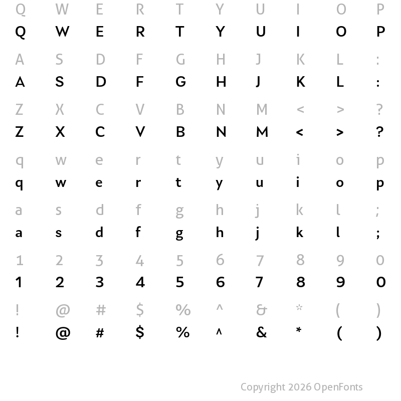 Character Map of Laca Text Medium