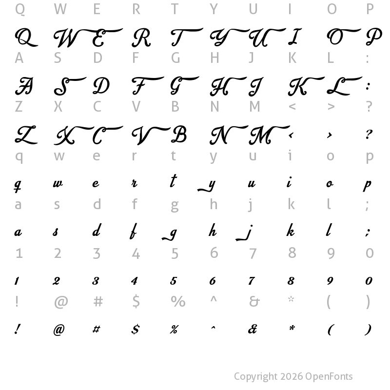 Character Map of Lacosta Regular