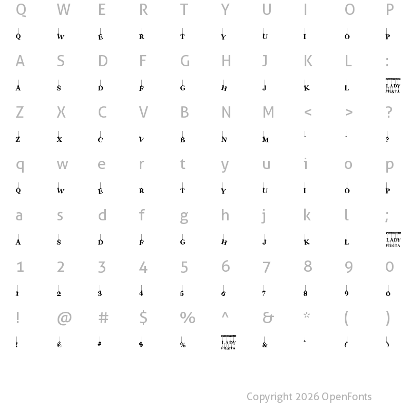Character Map of Lady Fiesta Regular