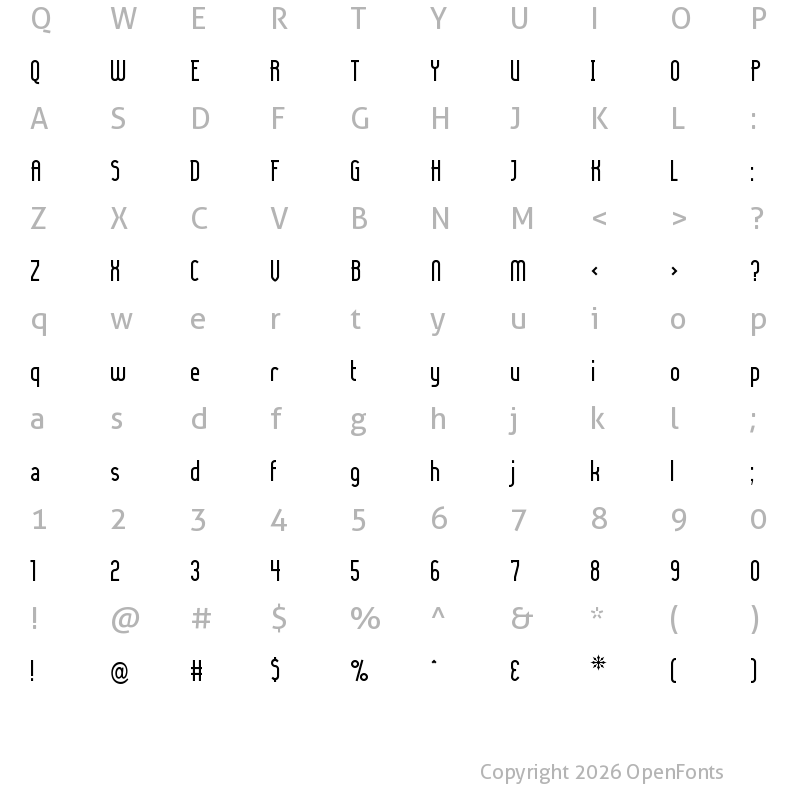 Character Map of Lady Ice Regular