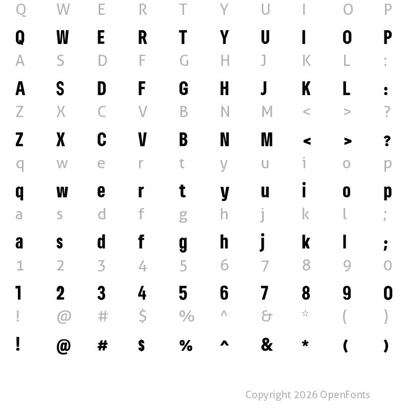 Character Map of Lama Sans Black Condensed