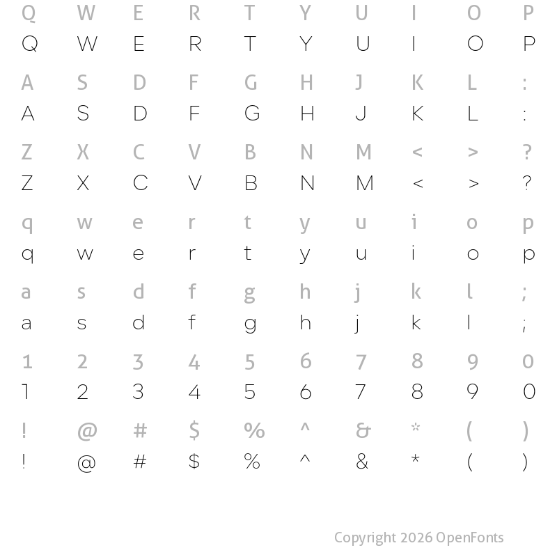Character Map of Lama Sans ExtraLight