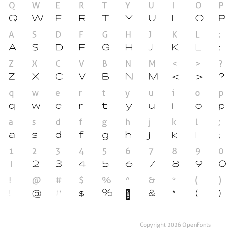 Character Map of Lama Sans Light Expanded