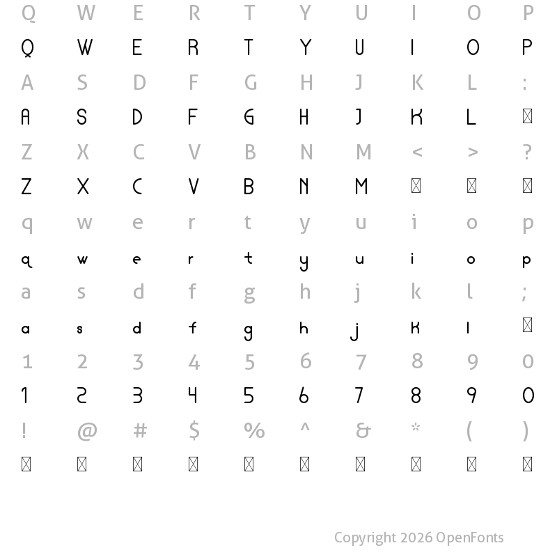 Character Map of Lamborgini Bold