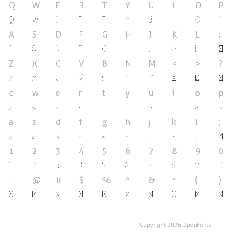Character Map of Lamborgini Thin Dash
