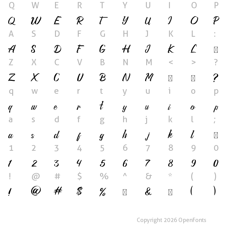 Character Map of Lambrela Regular