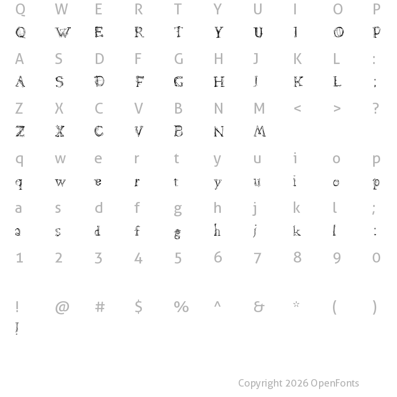 Character Map of Lamenta Regular