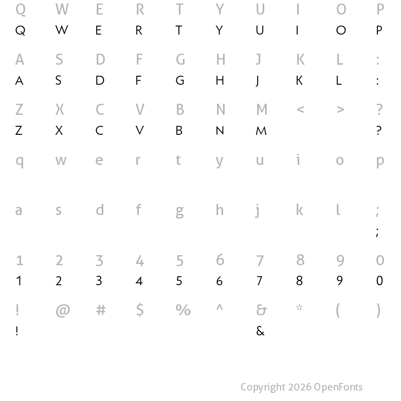 Character Map of Larimar Regular