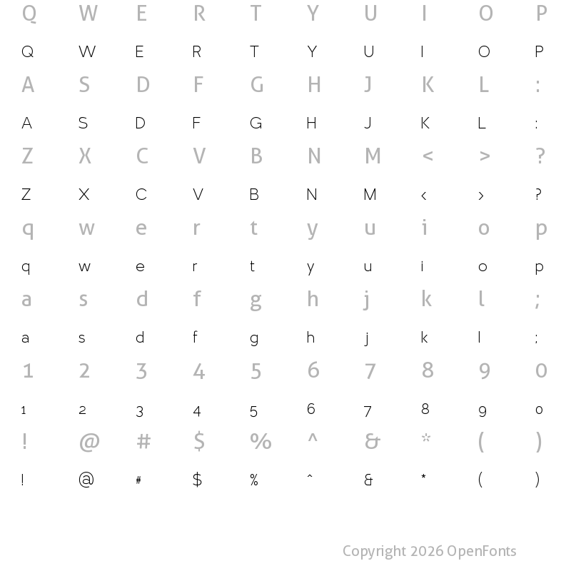 Character Map of Larke Regular