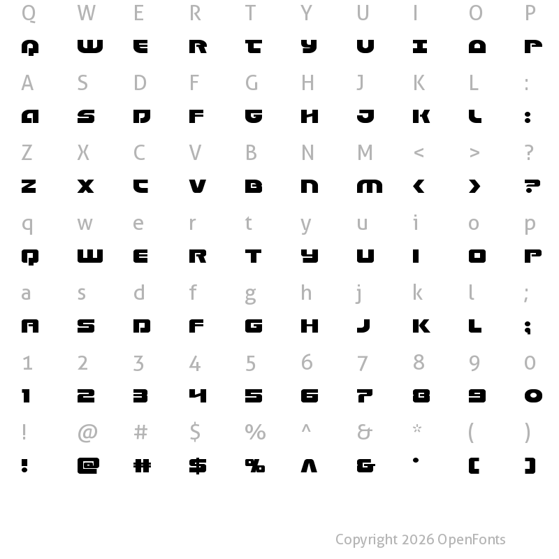 Character Map of Laser Corps Expanded Regular