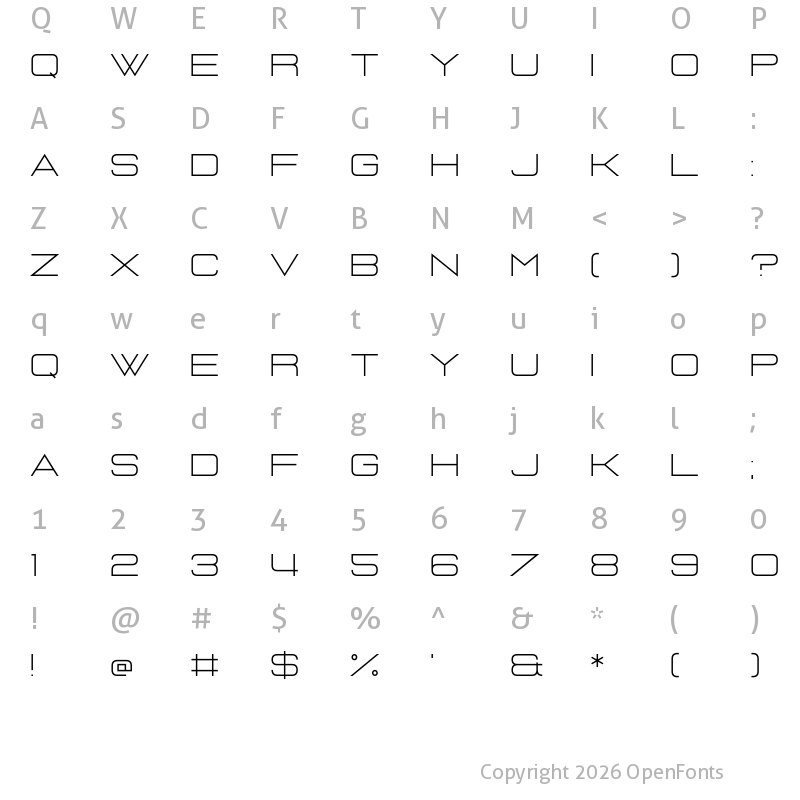 Character Map of Lastica Regular