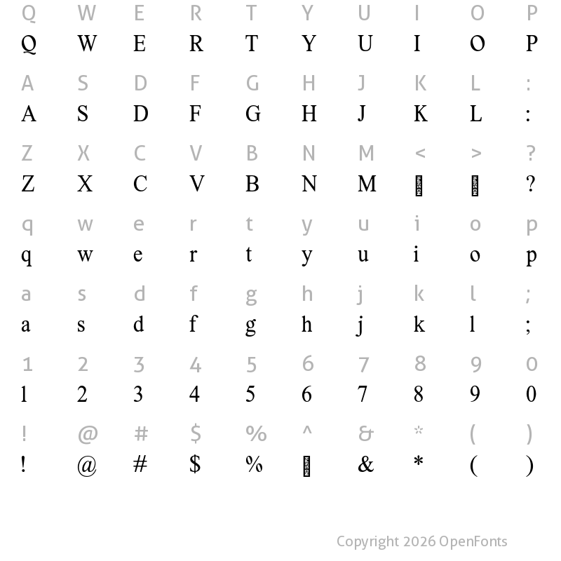 Character Map of Lastik Regular