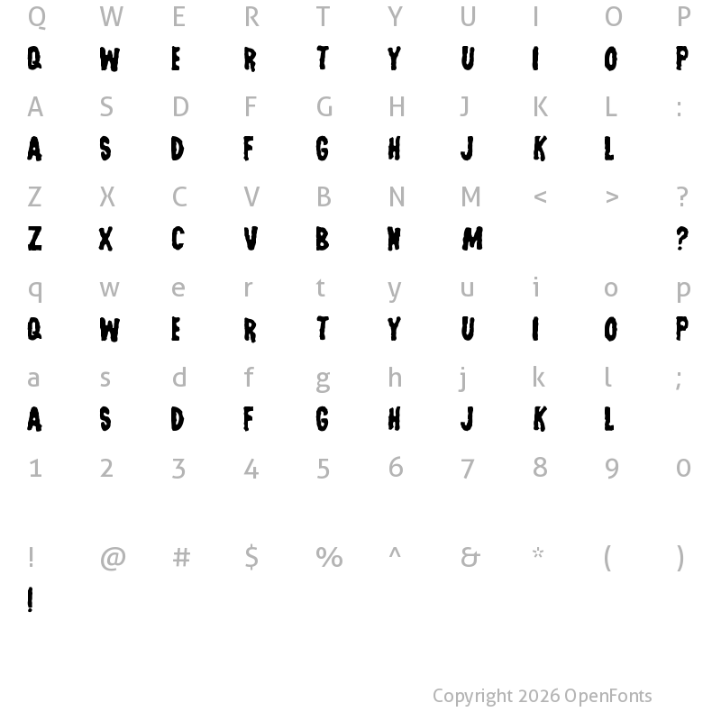 Character Map of Lastman Regular