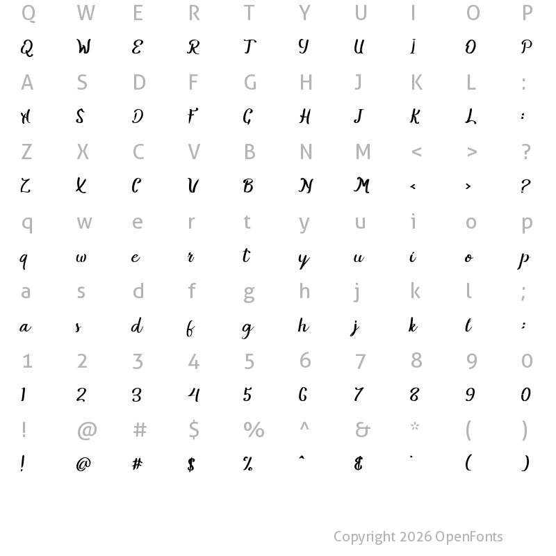 Character Map of Lastnocis Regular