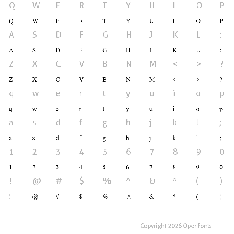 Character Map of Lateef Regular