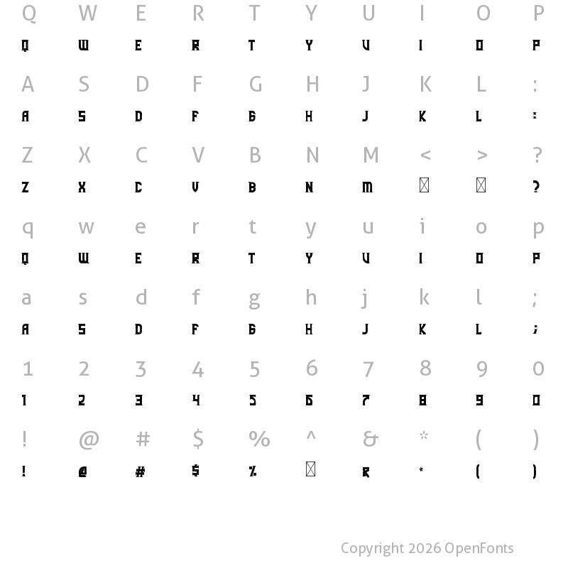 Character Map of Lathena Letterpress
