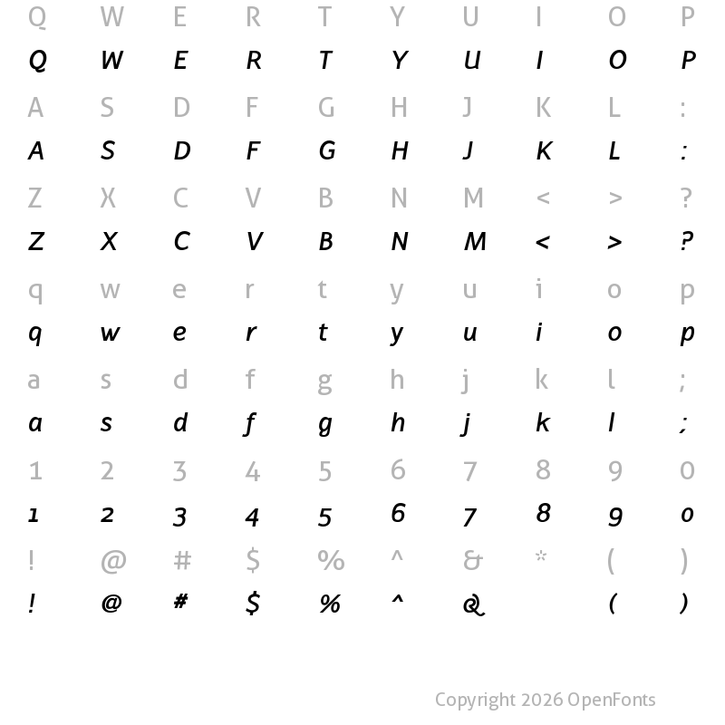 Character Map of Latinaires BoldItalic